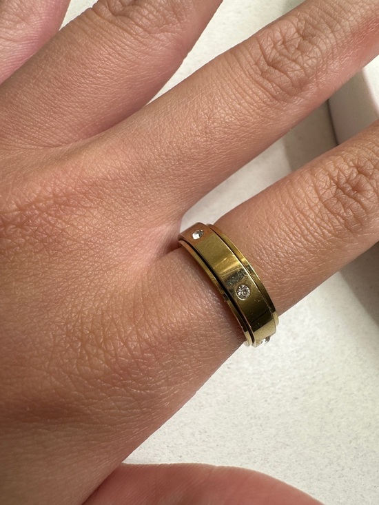 Jewelry - Gold Tone Crystal Accent Wide Band Ring - Women Jewelry